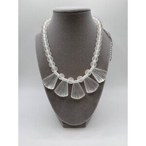 Leetie Lovendale Clear Frosted Lucite Art Deco Collar Necklace | Statement